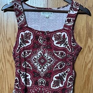 Idyllwind Burgundy and White Patterned Tank Top fueled by Miranda Lambert